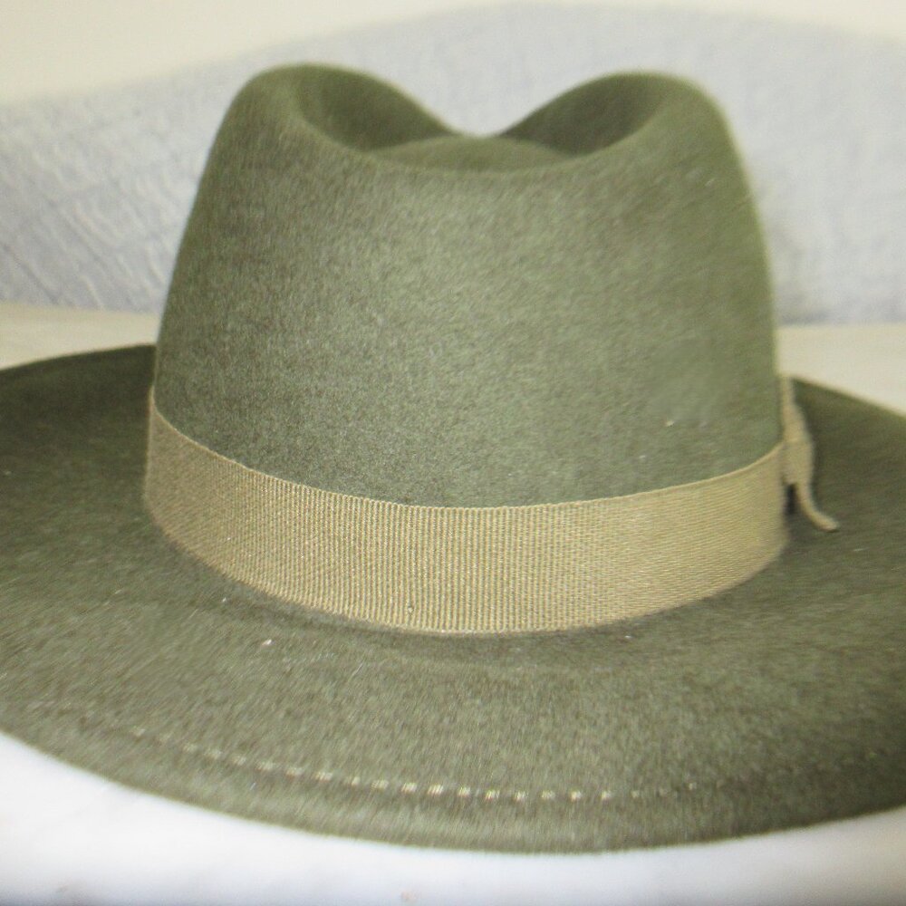 J. Crew Moss Green Wool Felt Hat w Grosgrain Ribbon, size S/M